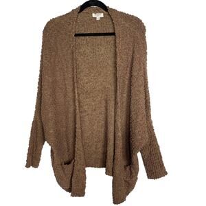 New Umgee Small S Brown Open Front Cardigan Sweater Open Knit Butterfly Sleeve